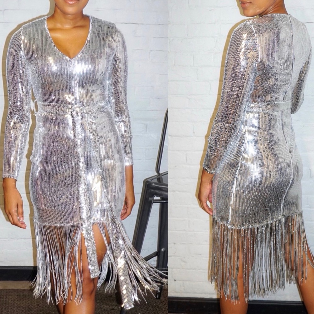 Head turning tassel  midi dress
